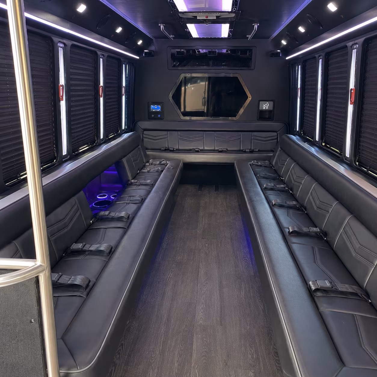 lawton 18 passenger party bus interior
