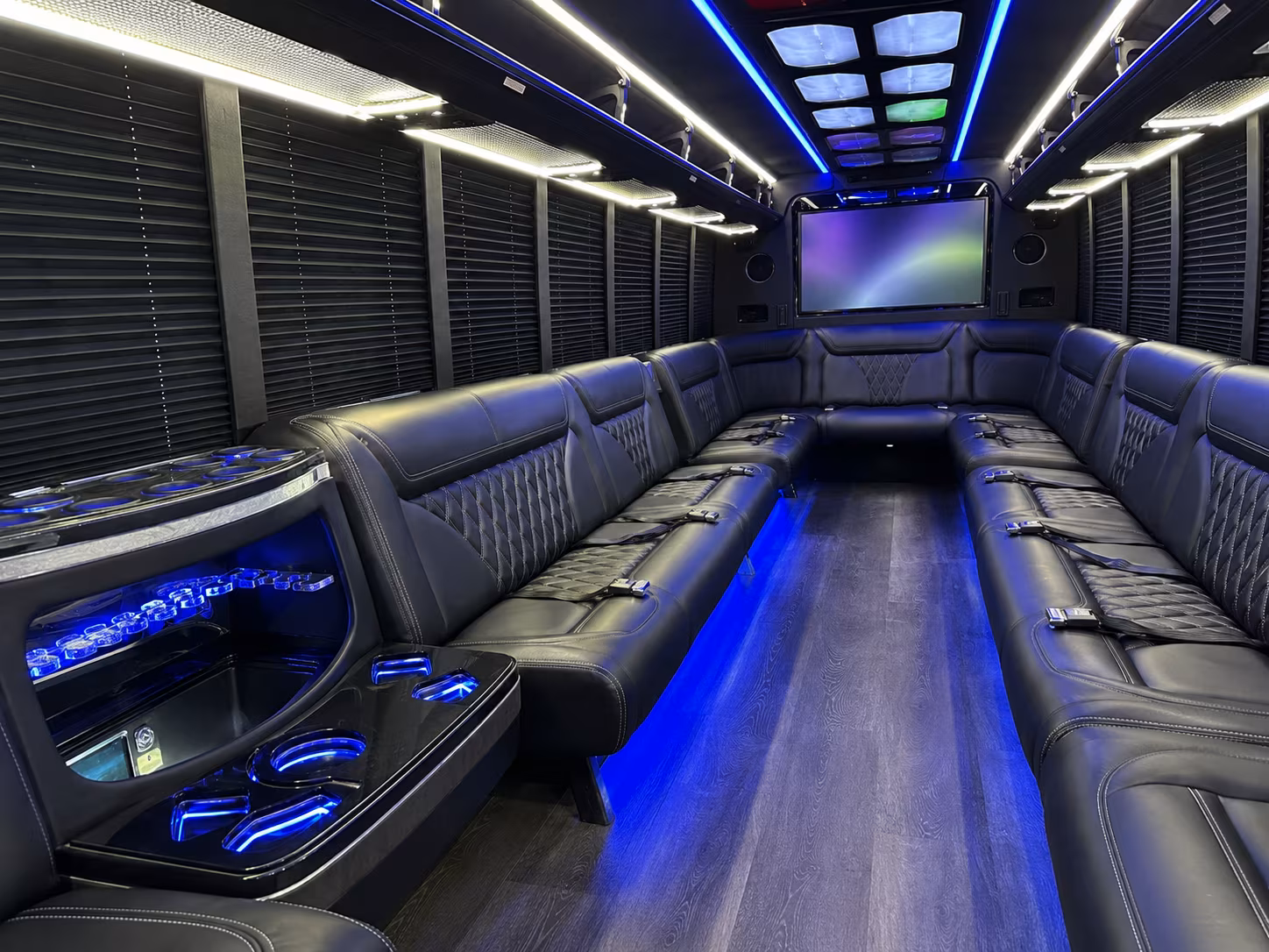 lawton 20 passenger party bus inside