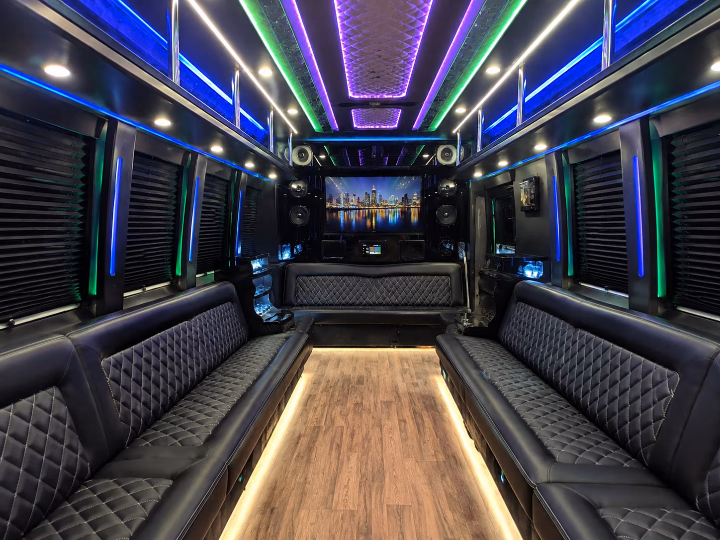 lawton 25 passenger party bus interior