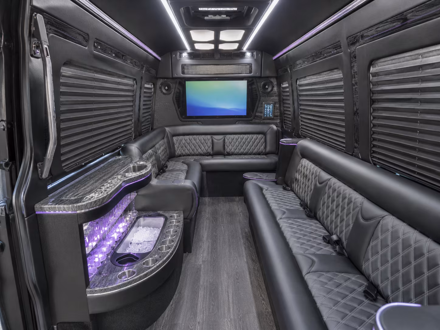 lawton 28 passenger party bus inside