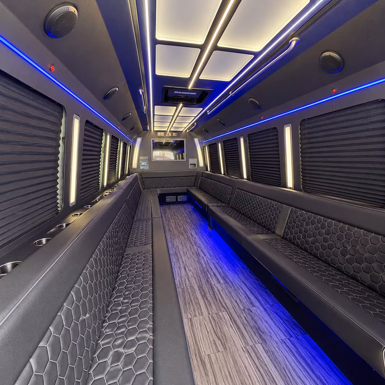 lawton 30 passenger party bus interior