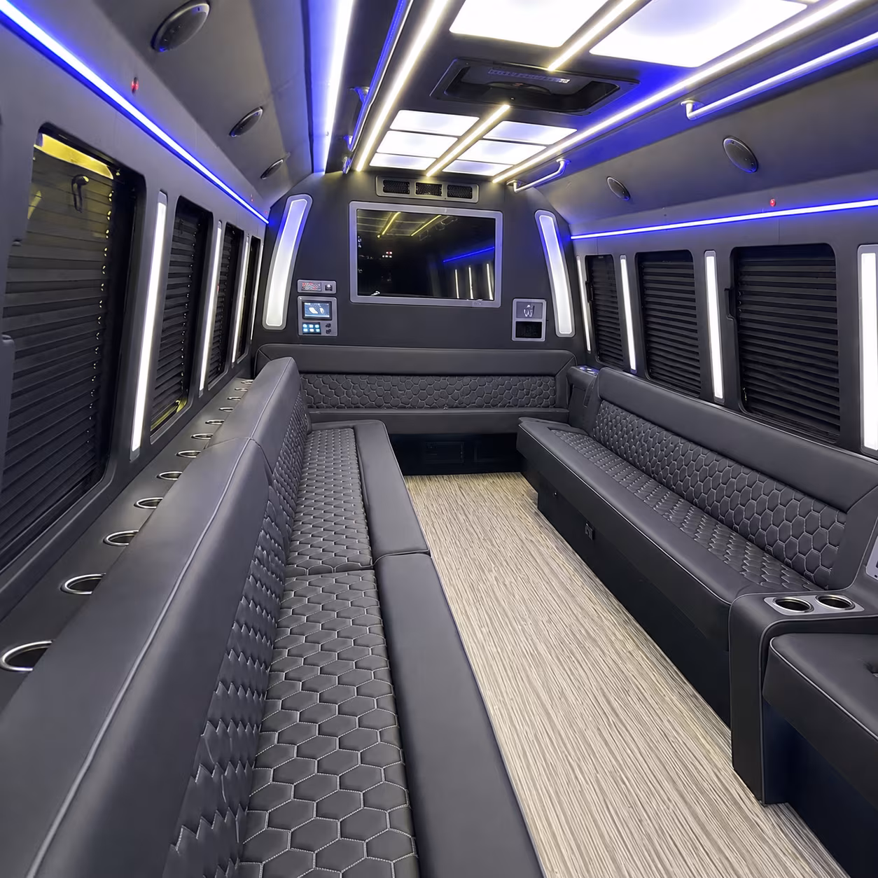 lawton 40 passenger party bus inside