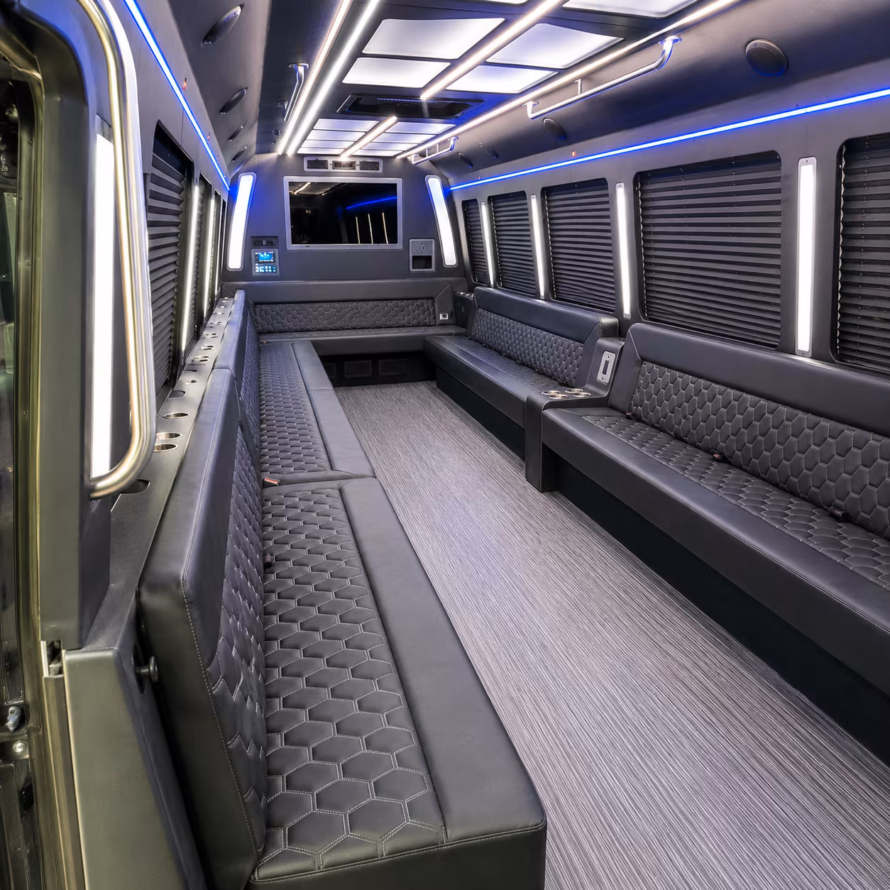 lawton 40 passenger party bus interior
